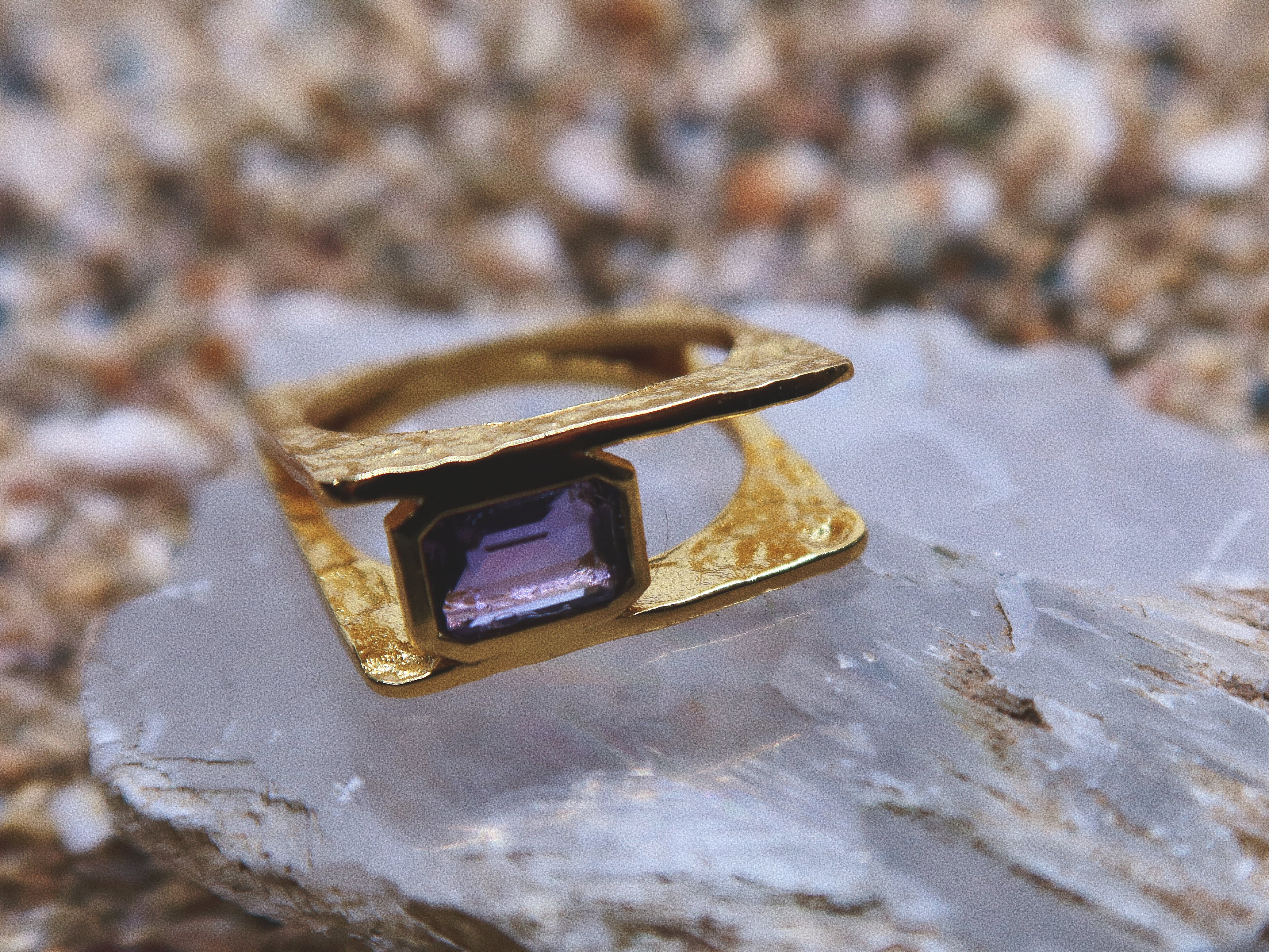 Amethyst Aura Square Ring