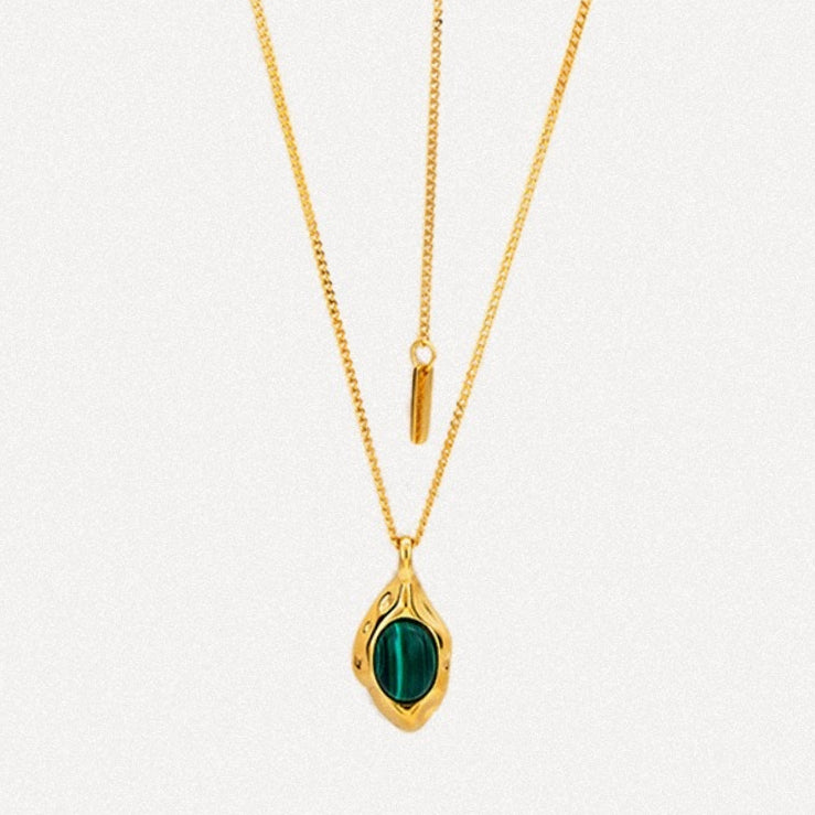 Malachite Drop Pendant Necklace