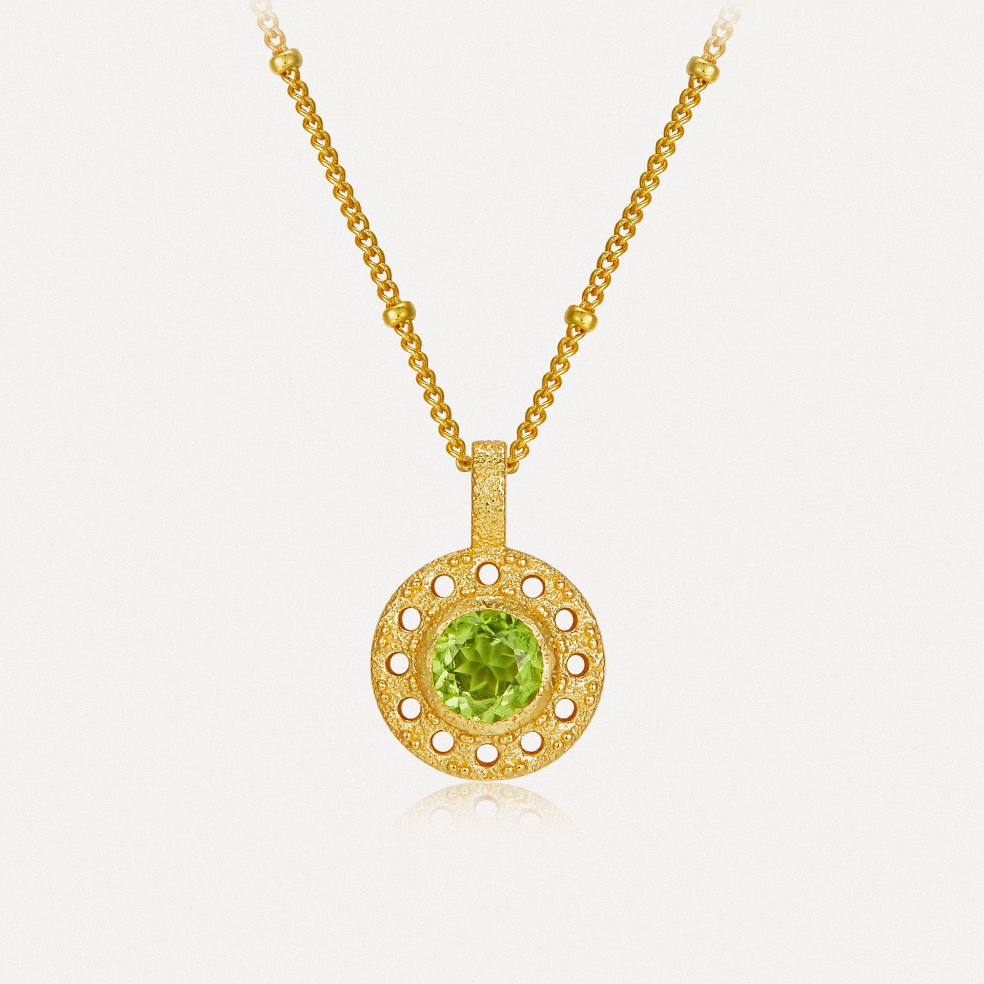 Peridot Circle Pendant Necklace