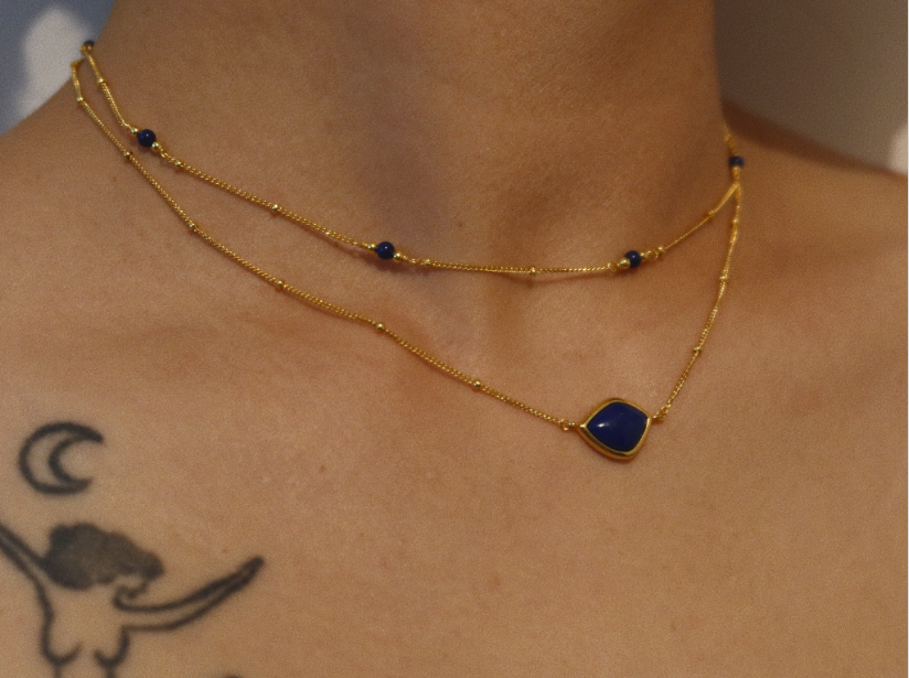 Lapis Curve Pendant Necklace