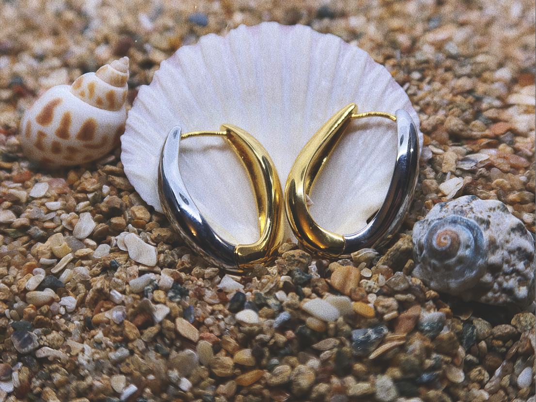 Two-Tone Classic Hoop Earrings