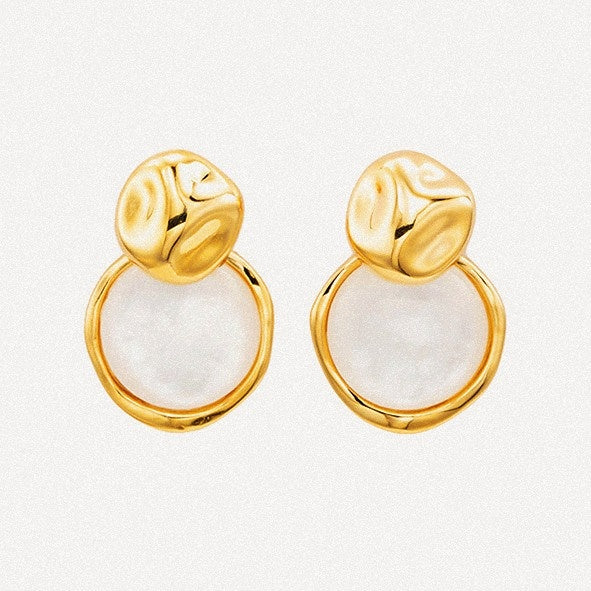 Baroque Pearl Circle Stud Earrings