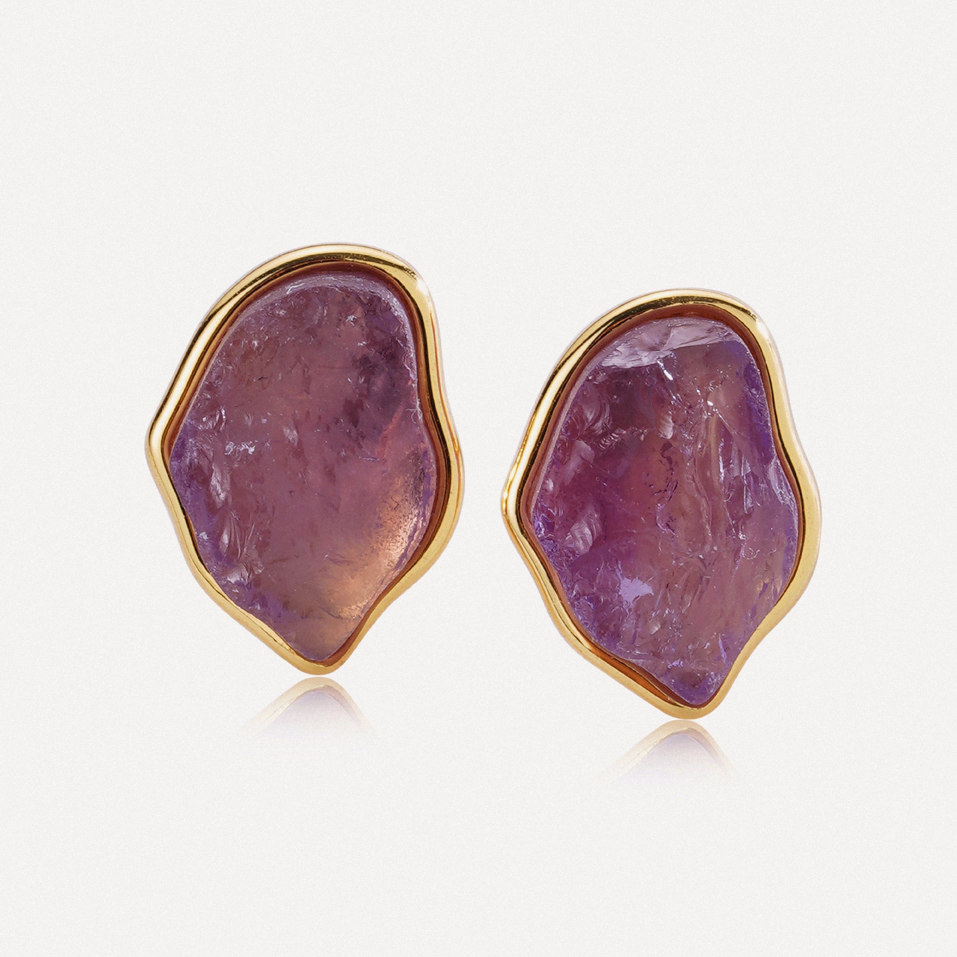 Amethyst Mist Stone Stud Earrings