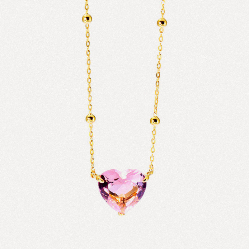 Pink Heart Gem Necklace