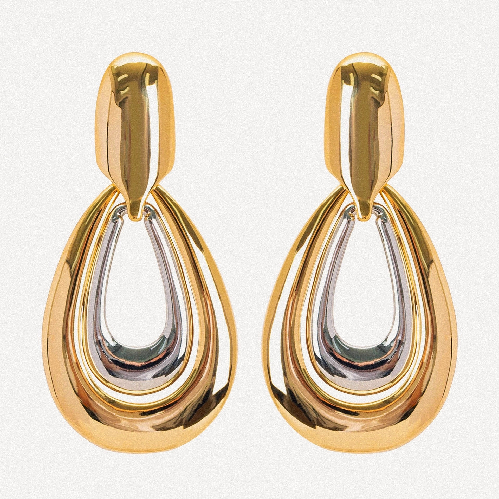 Two-Tone Teardrop Drop Earrings
