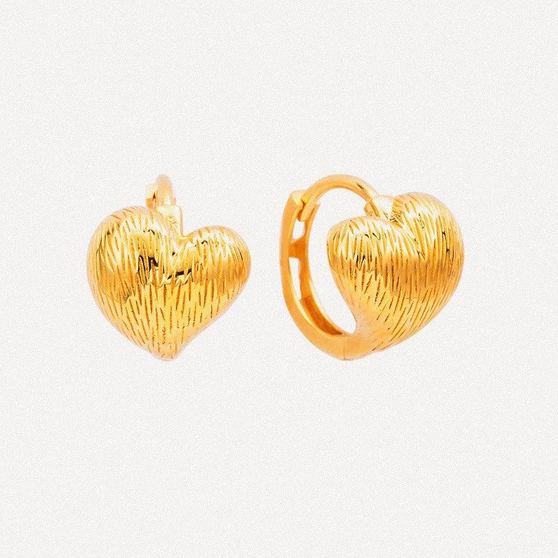 Puffy Heart Hoop Earrings