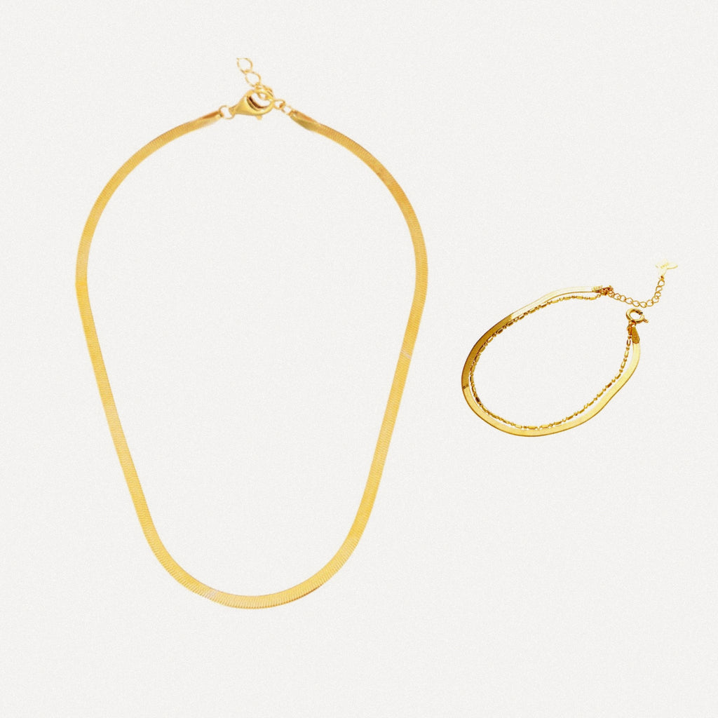 Golden Flow Necklace and Bracelet Set