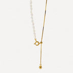 Pearl & Gold Curve Necklace
