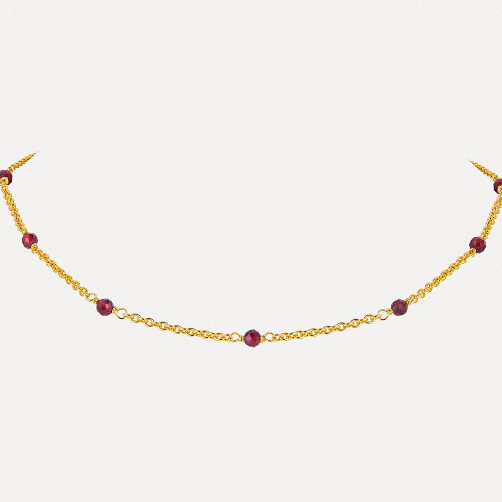 Garnet Beaded Chain Necklace
