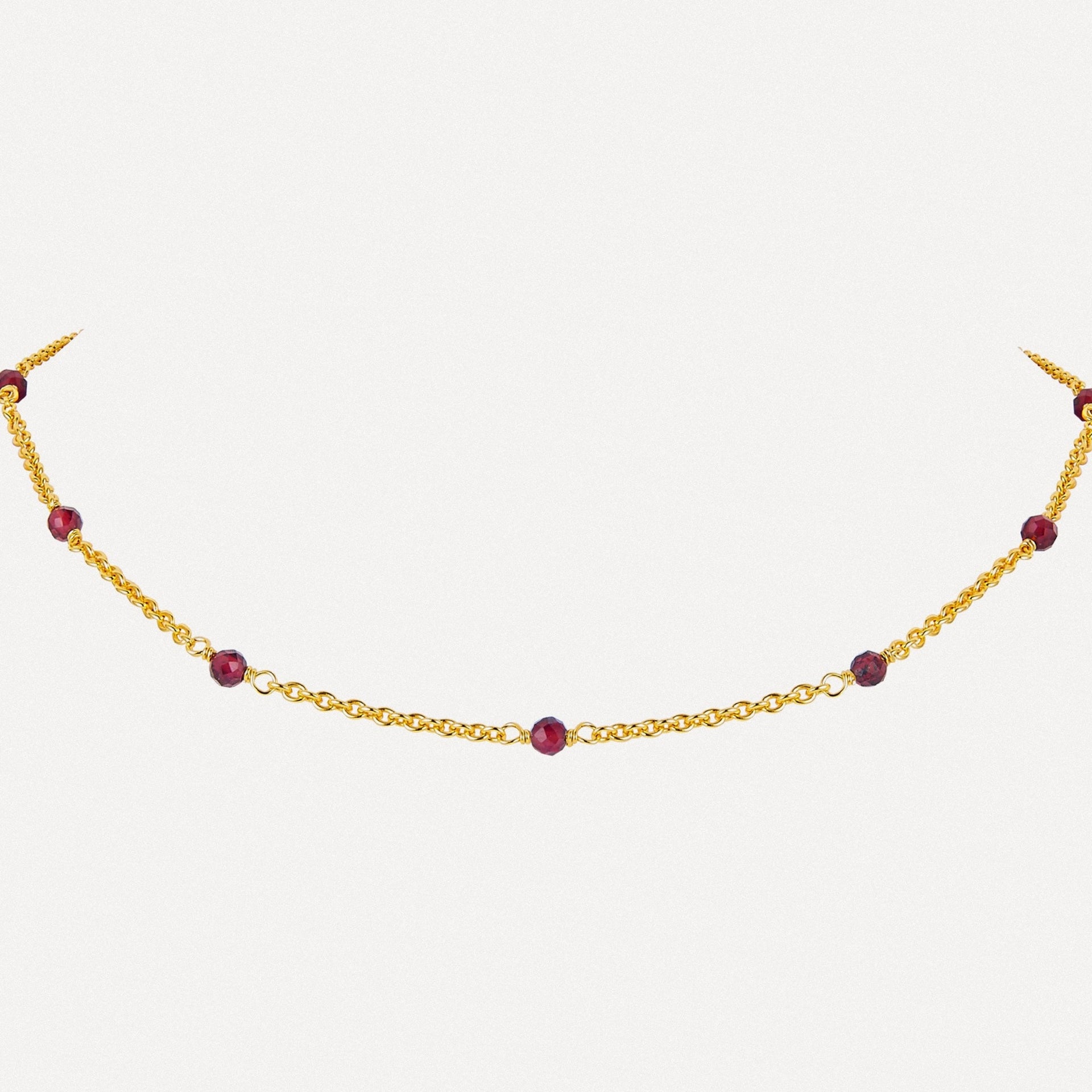 Garnet Beaded Chain Necklace