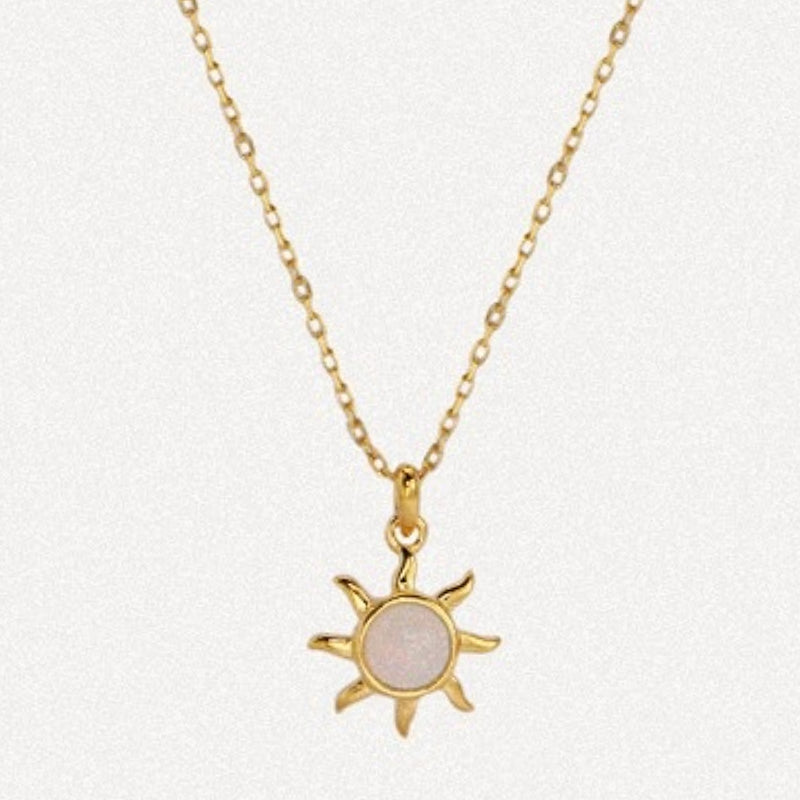 Opal Sun Pendant Necklace