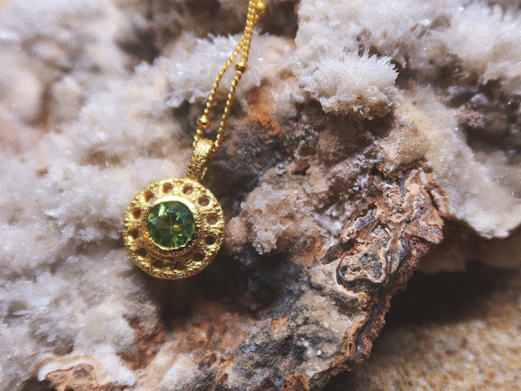 Peridot Circle Pendant Necklace