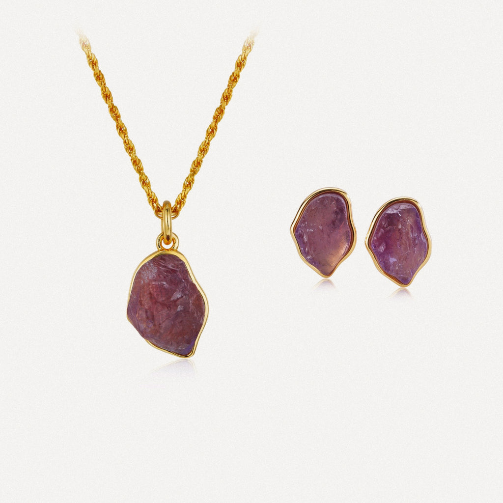 Amethyst Mist Necklace and Earrings Set