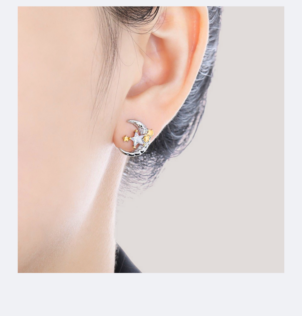 Crescent Moon Stud Earrings