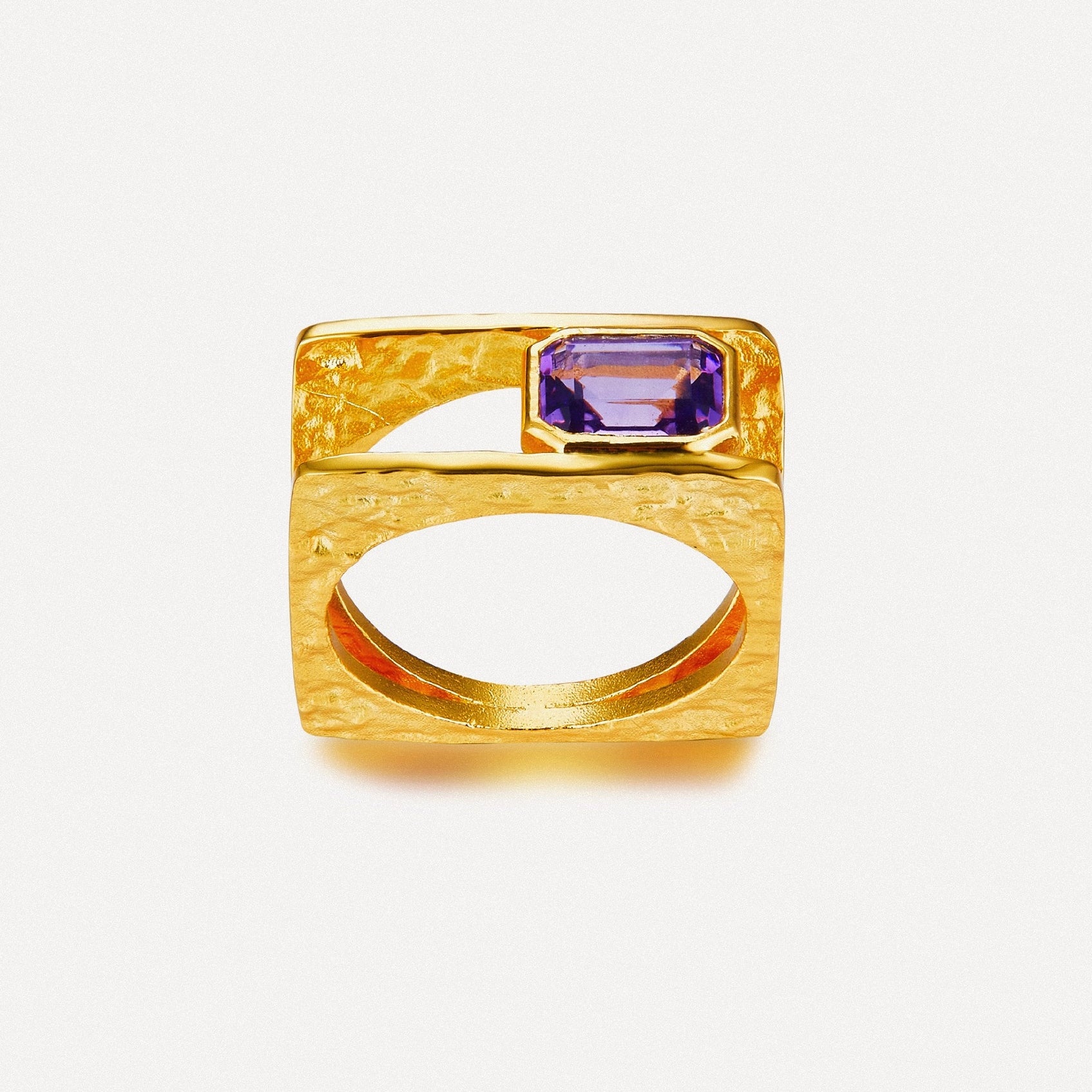 Amethyst Aura Square Ring