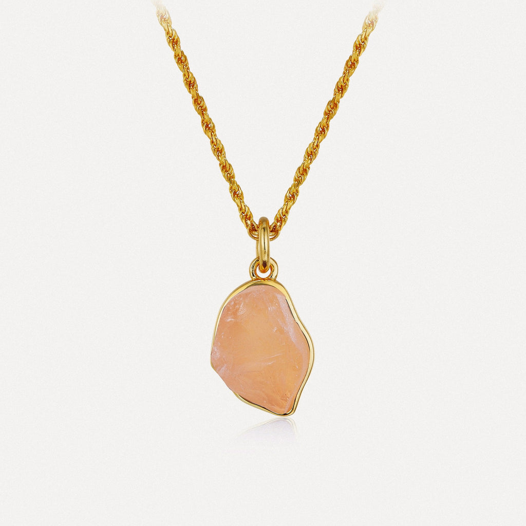 Rose Glow Stone Pendant Necklace