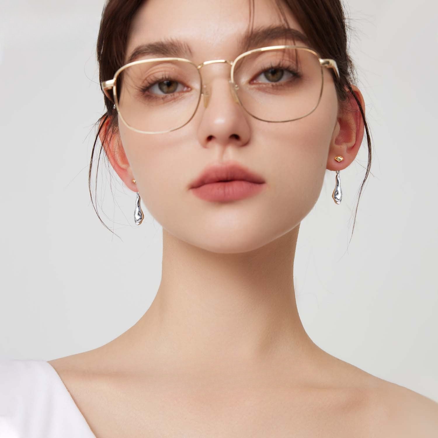 Silver Abstract Drop Earrings