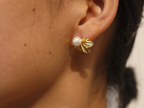 Fan-Shaped Pearl Stud Earrings