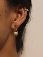 Pearl Oval Drop Earrings
