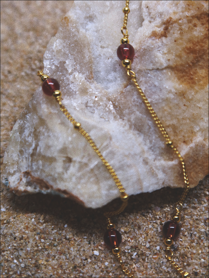 Garnet Beaded Chain Necklace
