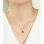 Square Emerald Gem Pendant Necklace