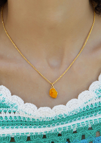 Amber Wave Stone Pendant Necklace