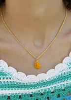 Amber Wave Stone Pendant Necklace