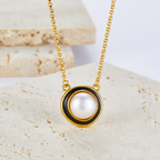 Lunar Halo Pearl Pendant Necklace