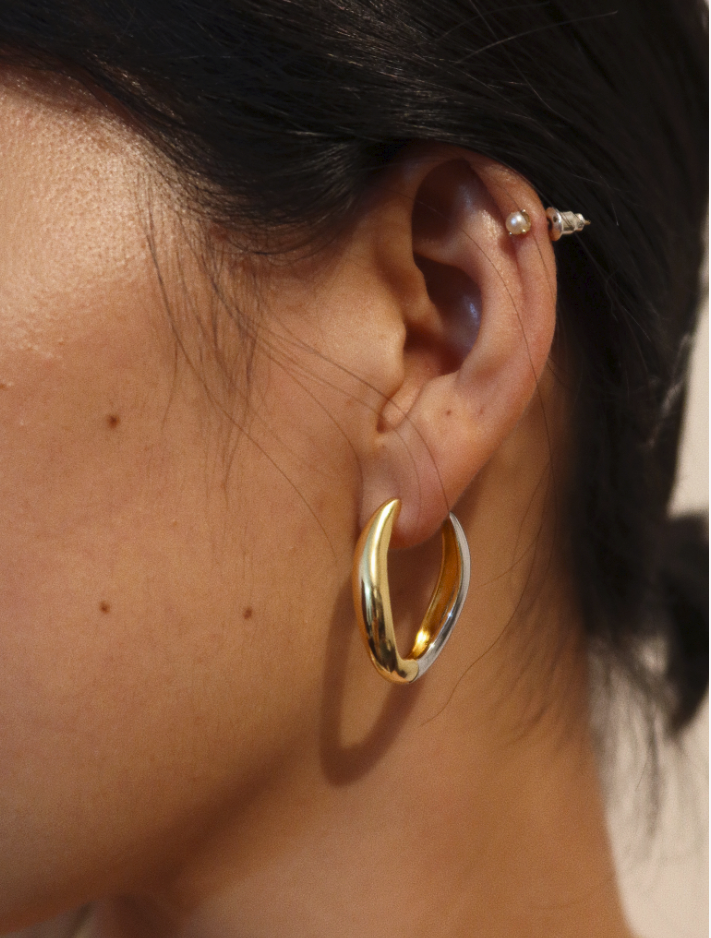 Two-Tone Classic Hoop Earrings