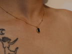 Black Oval Pendant Necklace