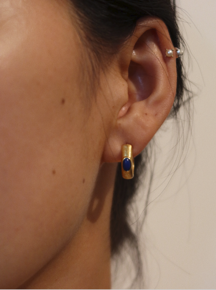 Golden Aura Lapis Earrings