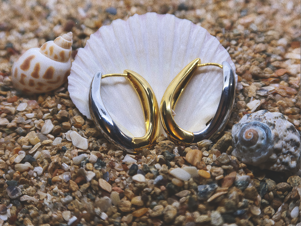 Two-Tone Classic Hoop Earrings