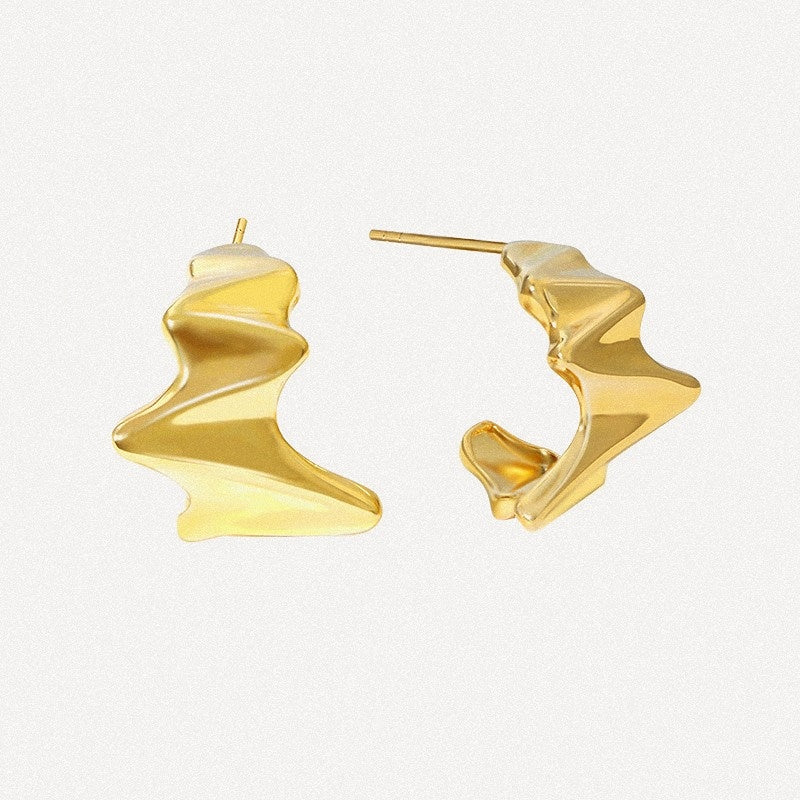 Abstract Folded Hoop Earrings