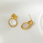 Baroque Pearl Circle Stud Earrings