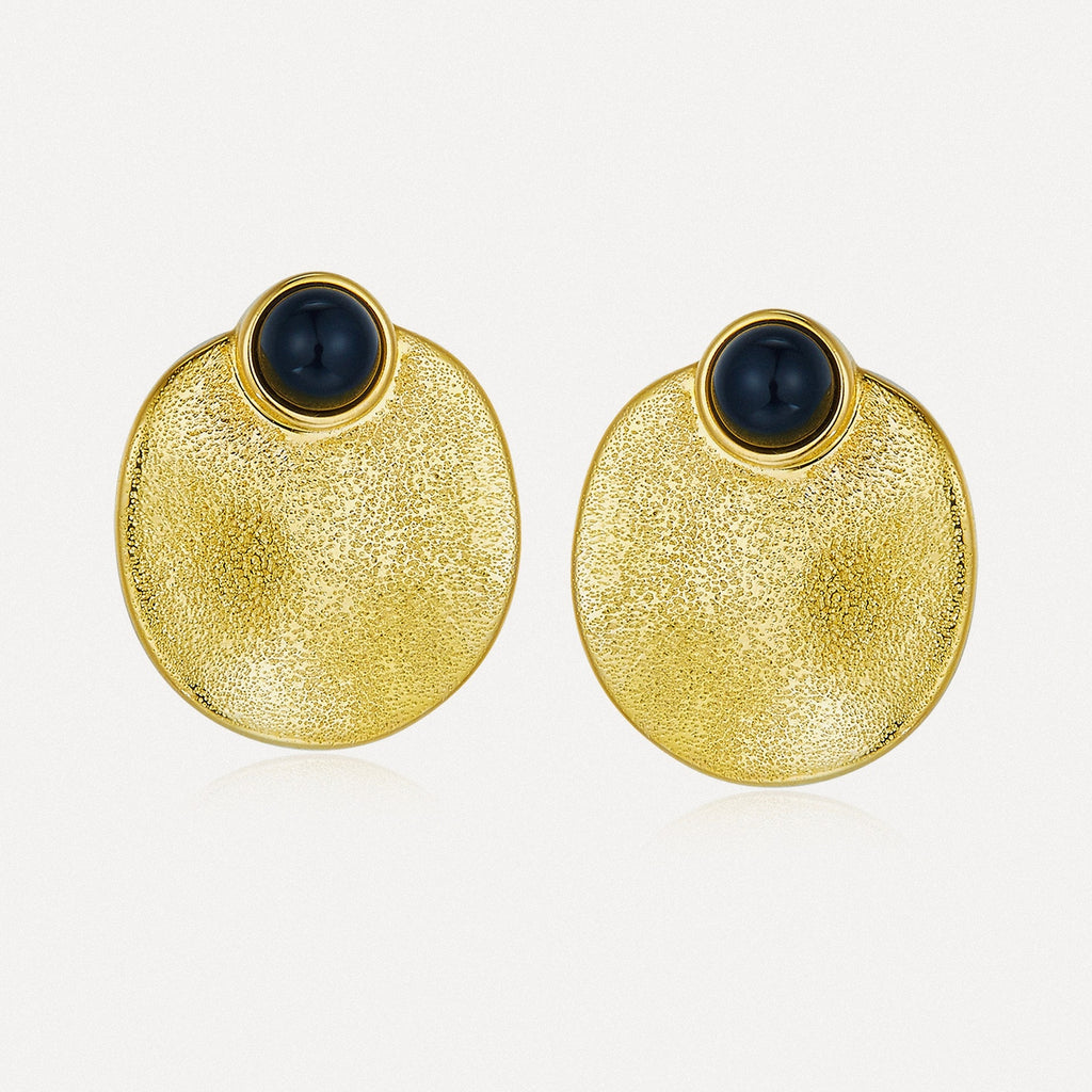 Matte Disc Onyx Stud Earrings