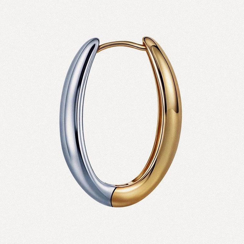 Two-Tone Classic Hoop Earrings