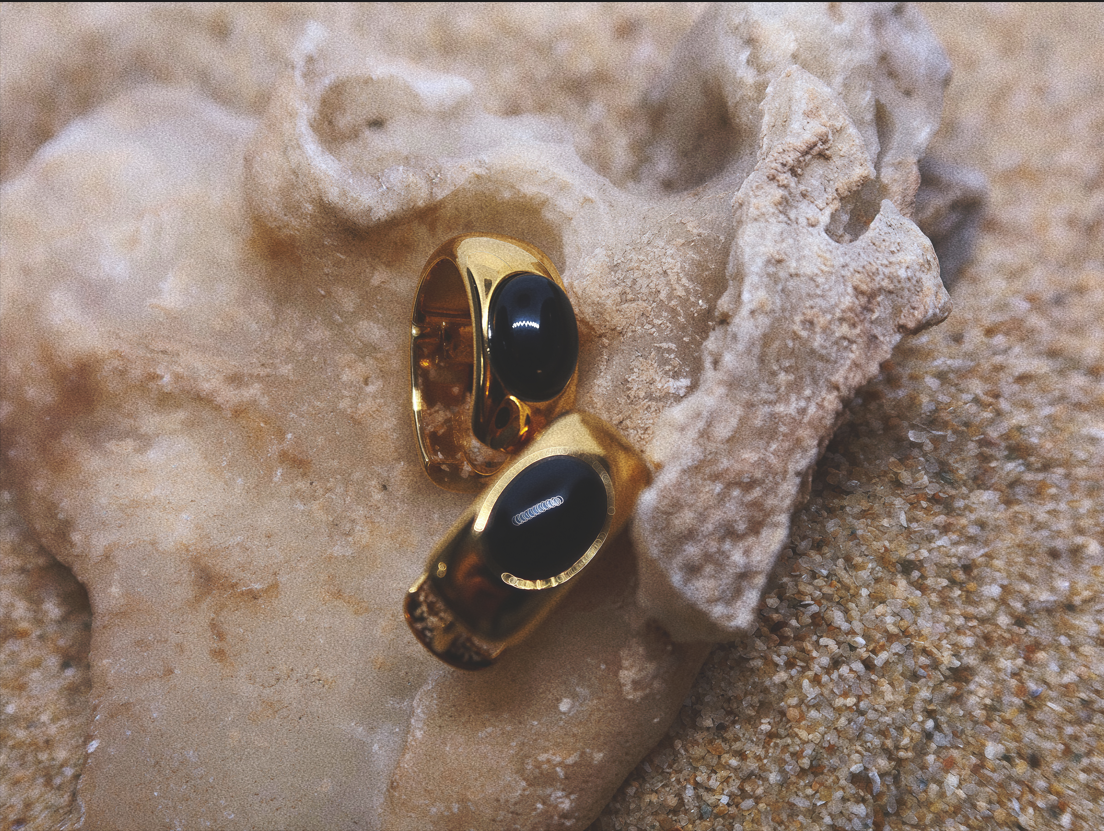 Bold Oval Onyx Hoop Earrings