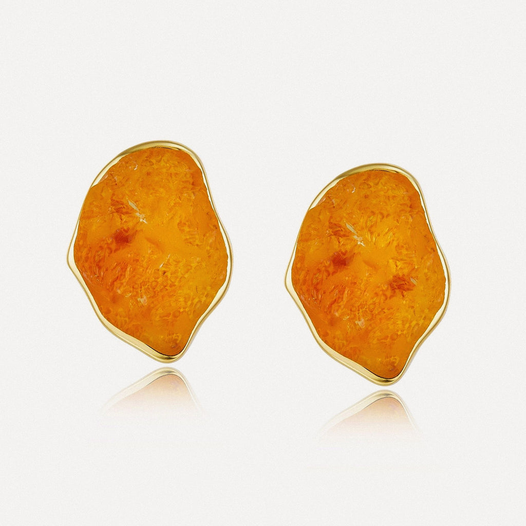 Amber Wave Stone Stud Earrings