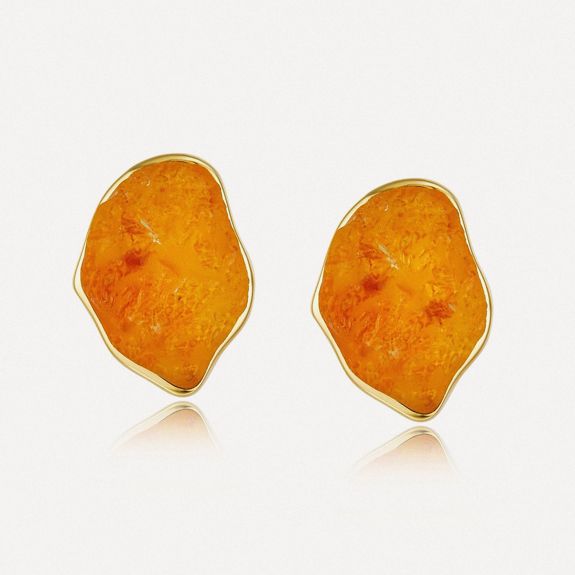 Amber Wave Stone Stud Earrings
