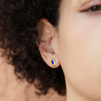 Retro Blue Oval Lapis Stud Earrings