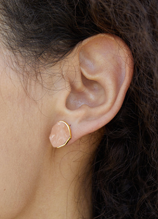 Rose Glow Stone Stud Earrings