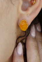 Amber Wave Stone Stud Earrings
