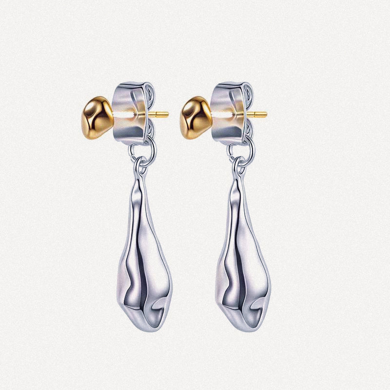 Silver Abstract Drop Earrings