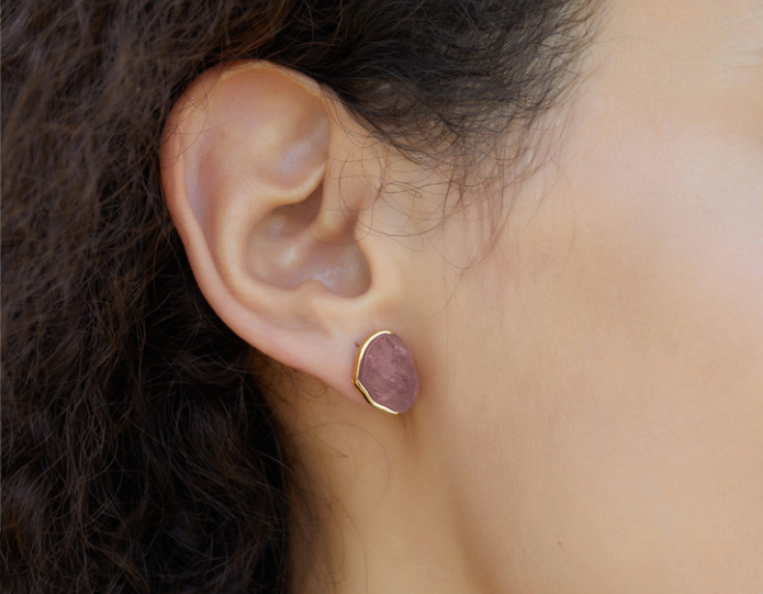 Amethyst Mist Stone Stud Earrings