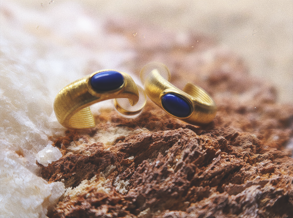 Golden Aura Lapis Earrings