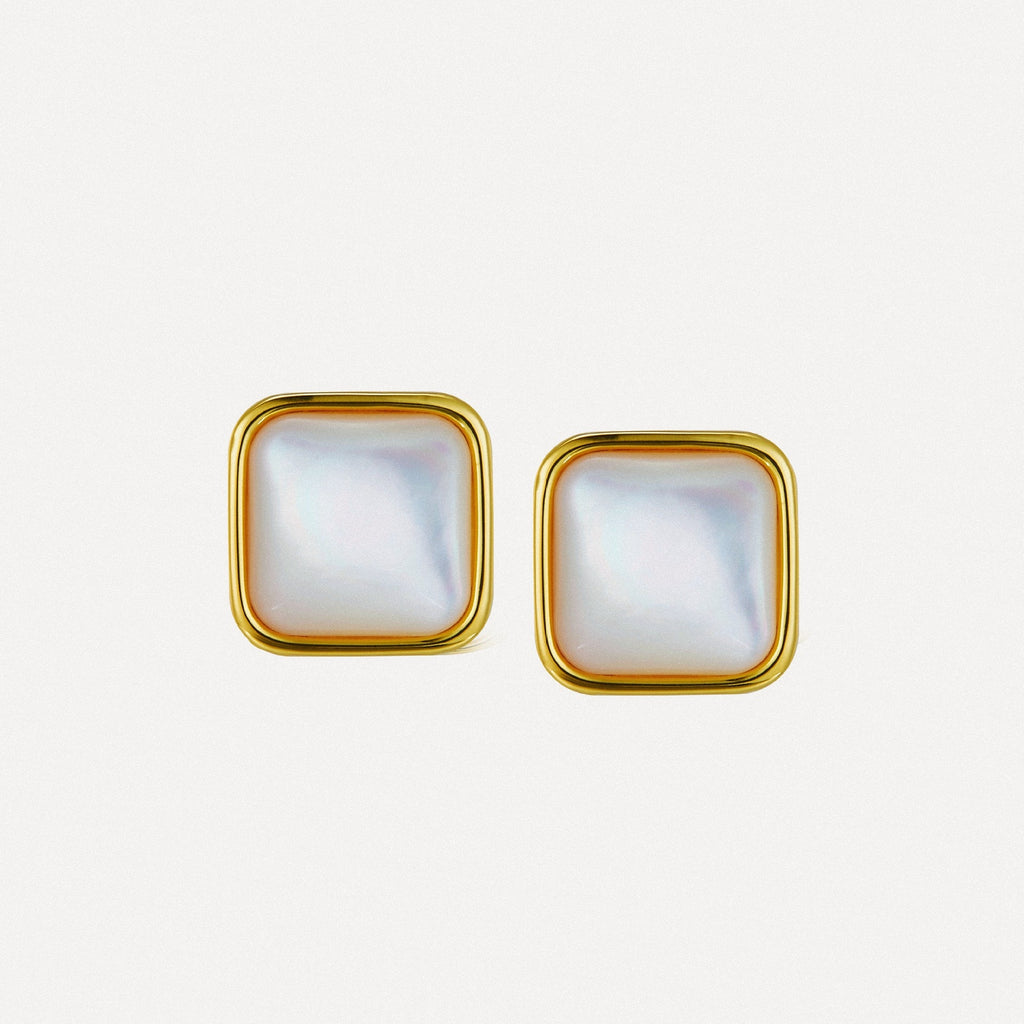 Square Pearl Stud Earrings