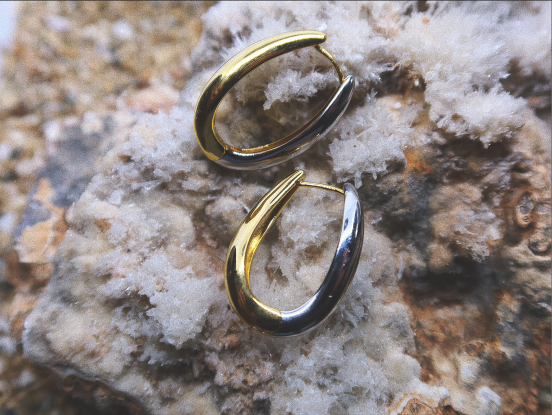 Two-Tone Classic Hoop Earrings